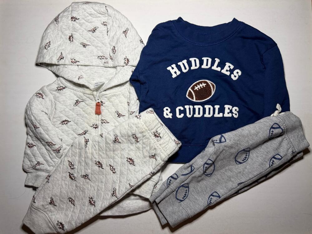 Carter’s Baby Boy 6M Football Dinosaur Outfit Lot Hoodie Pants 4 Pieces